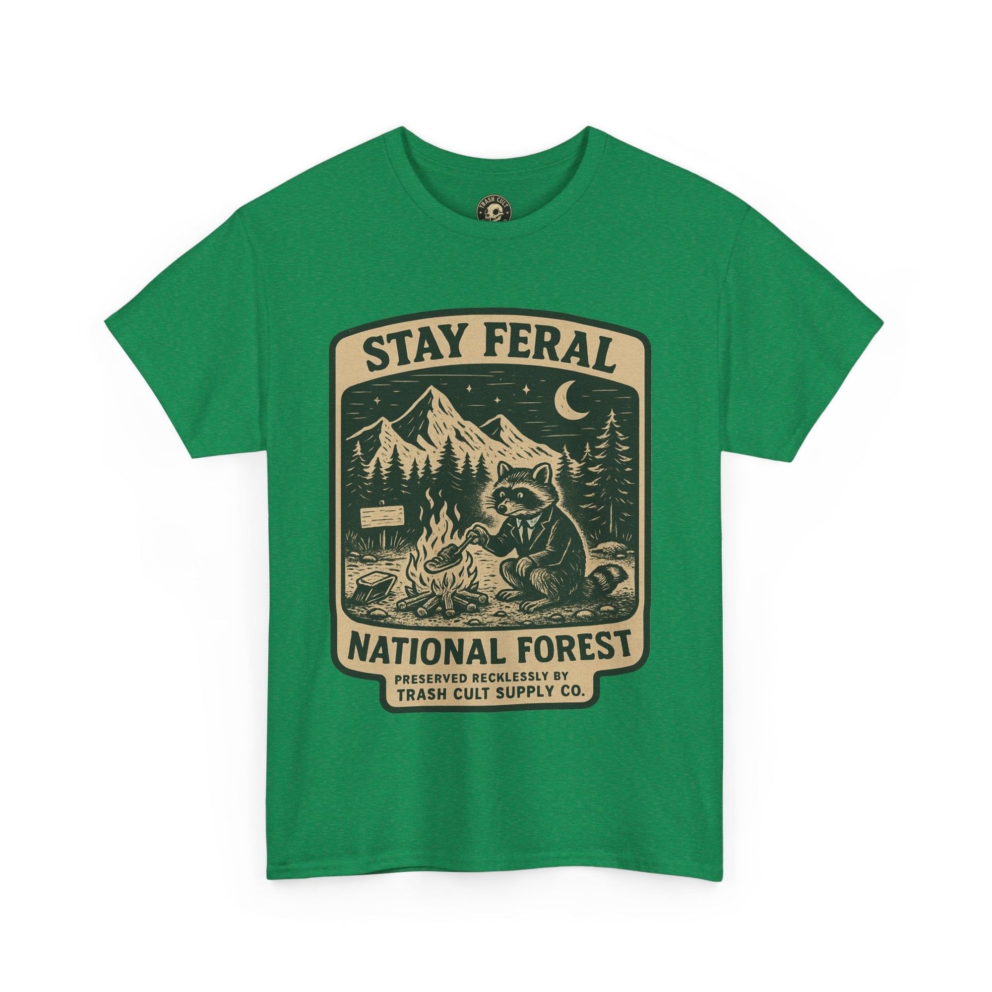 Stay Feral National Forest Shirt – Vintage Raccoon Camping Tee – Trash Cult Supply Co – Gildan 5000