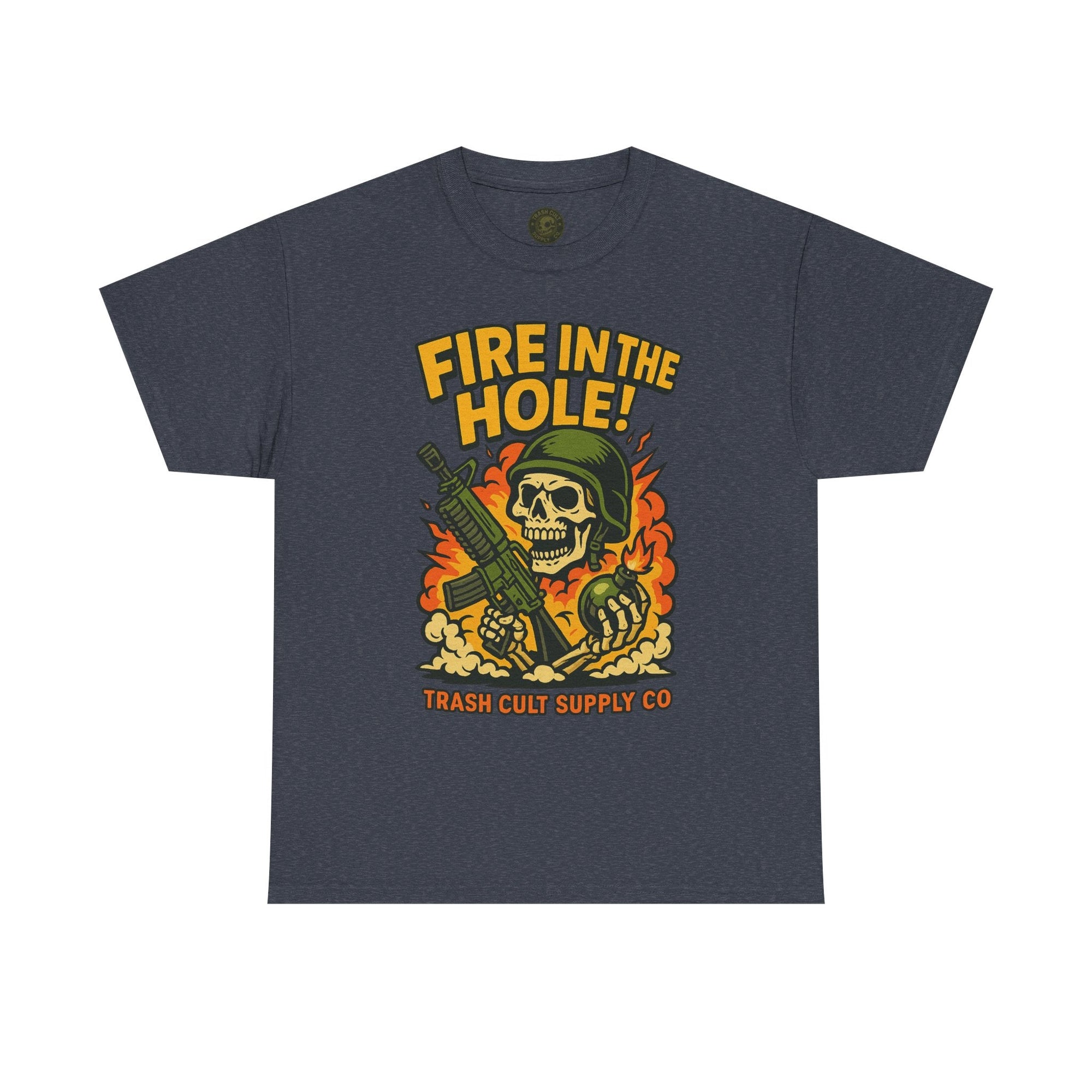 Fire in the Hole! Skeleton Soldier T-Shirt – Trash Cult Supply Co. | Gildan 5000 Combat Graphic Tee