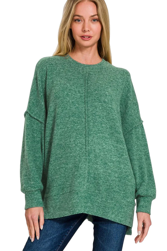 Brushed Mélange Hacci Oversized Sweater