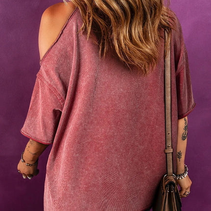 One Shoulder Half Sleeve Oversized Tunic T Shirt