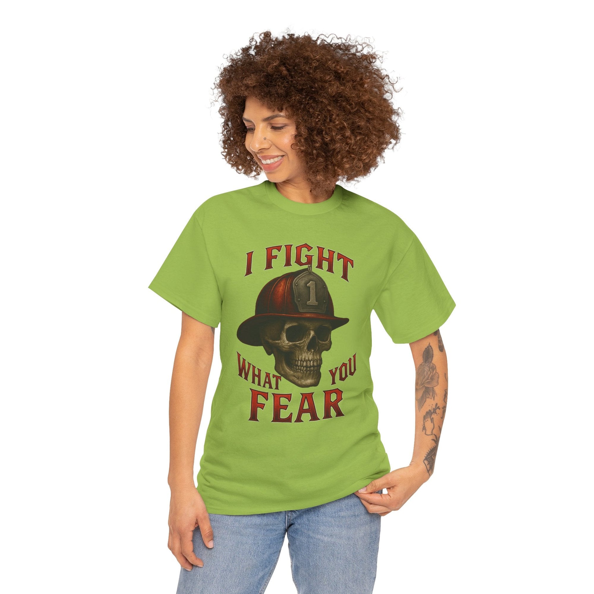 Skull Firefighter Tee - I Fight What You Fear, Casual Shirt, Gift for Firefighters, Halloween Costume, Unisex Apparel