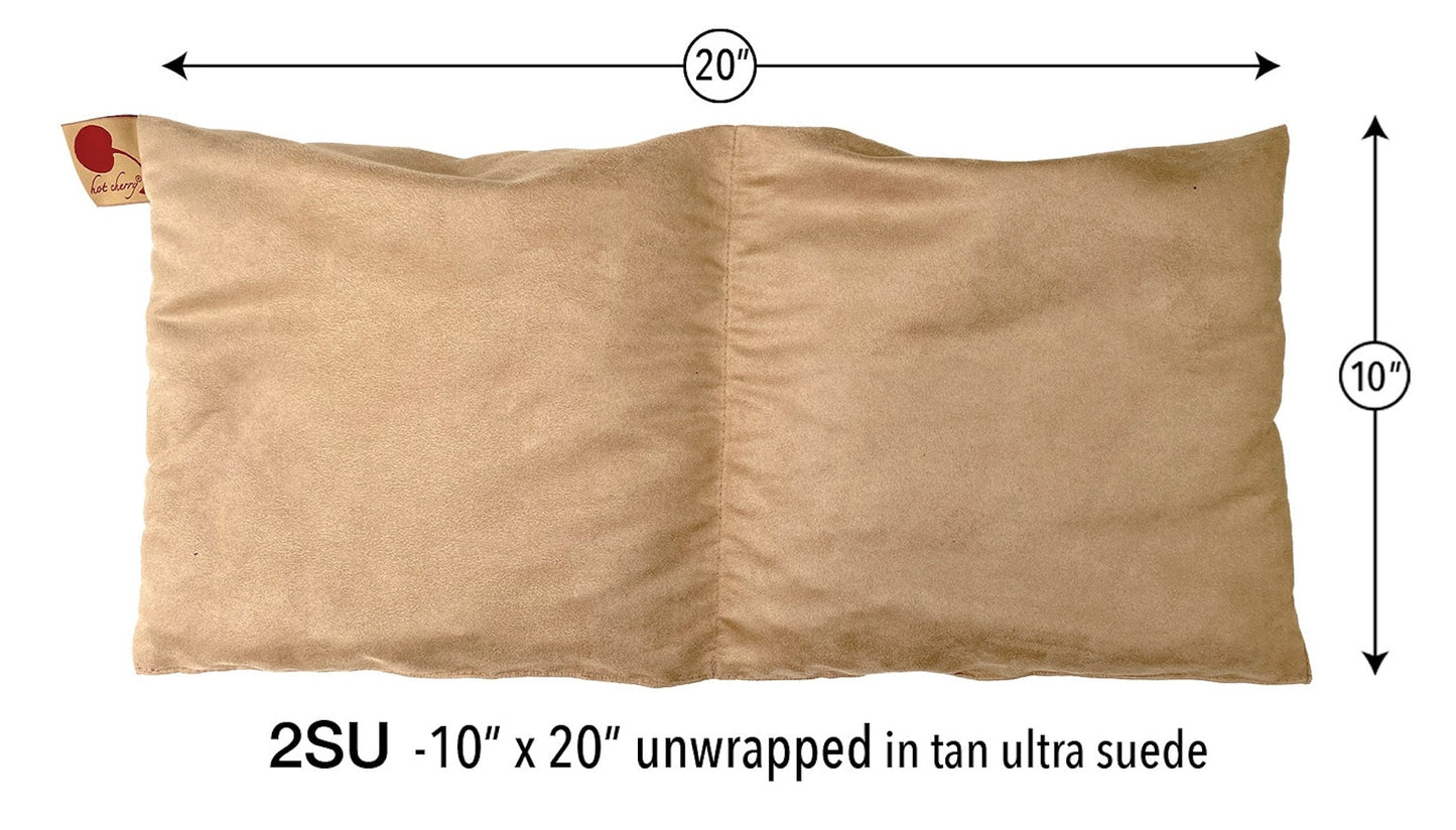 Hot Cherry Double Square Cherry Stone Pillow in Tan Ultra-Suede