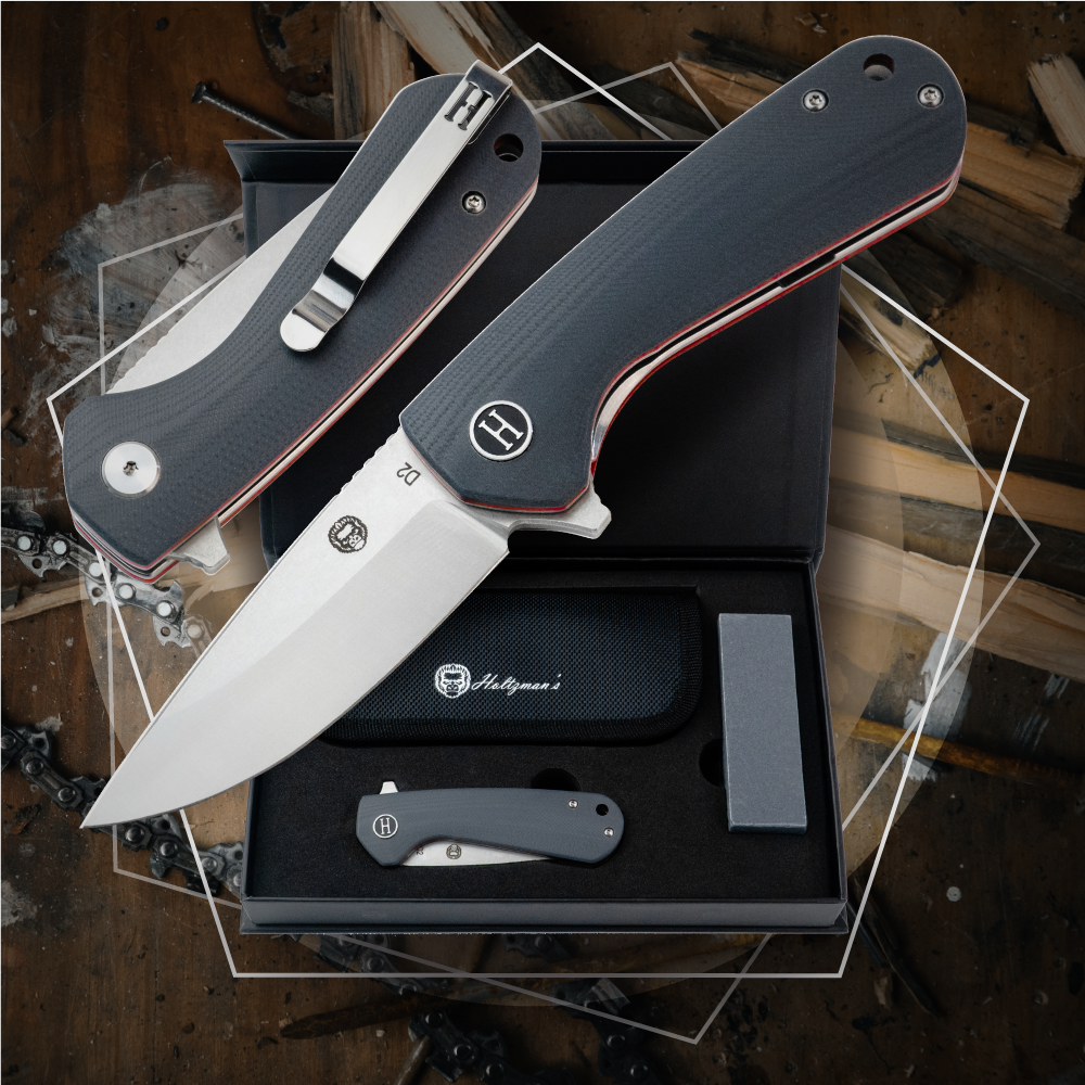 Holtzman's The Peasant Folding Pocket Knife Giftset for Men and Women (Red and Grey)