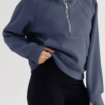 Half Zip Raglan Sleeve Hoodie