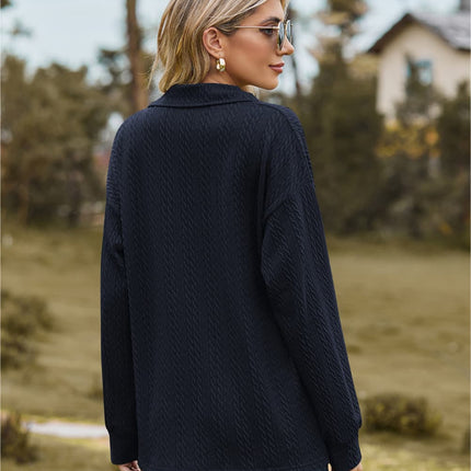 Hannah's Collared Cable-Knit Blouse