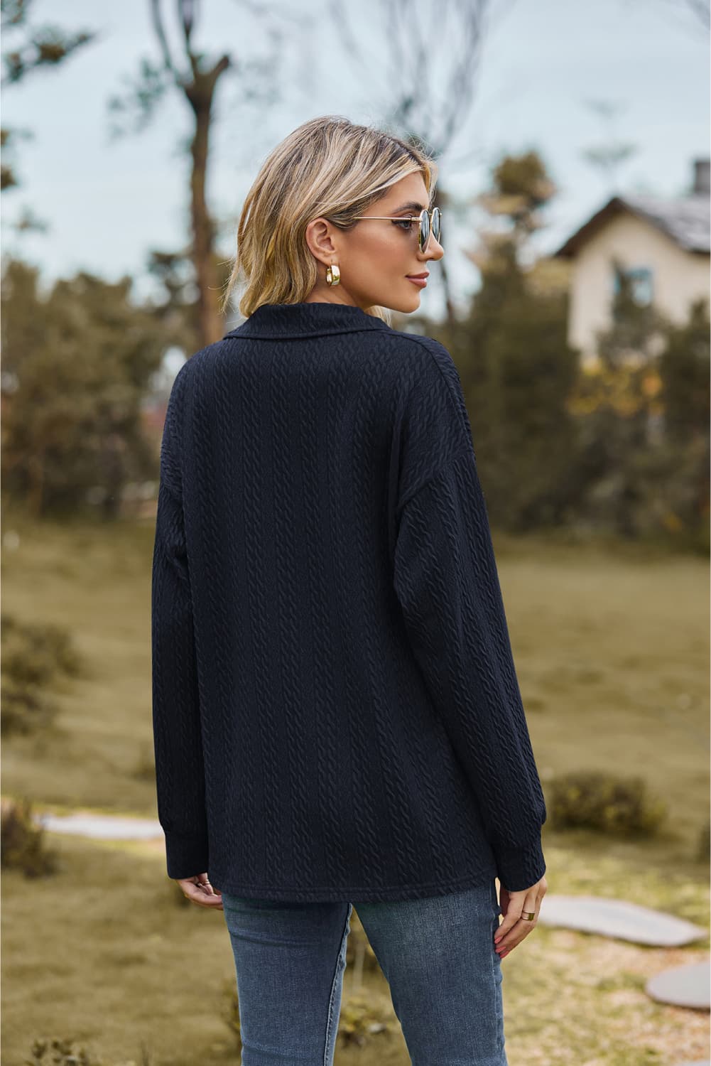 Hannah's Collared Cable-Knit Blouse