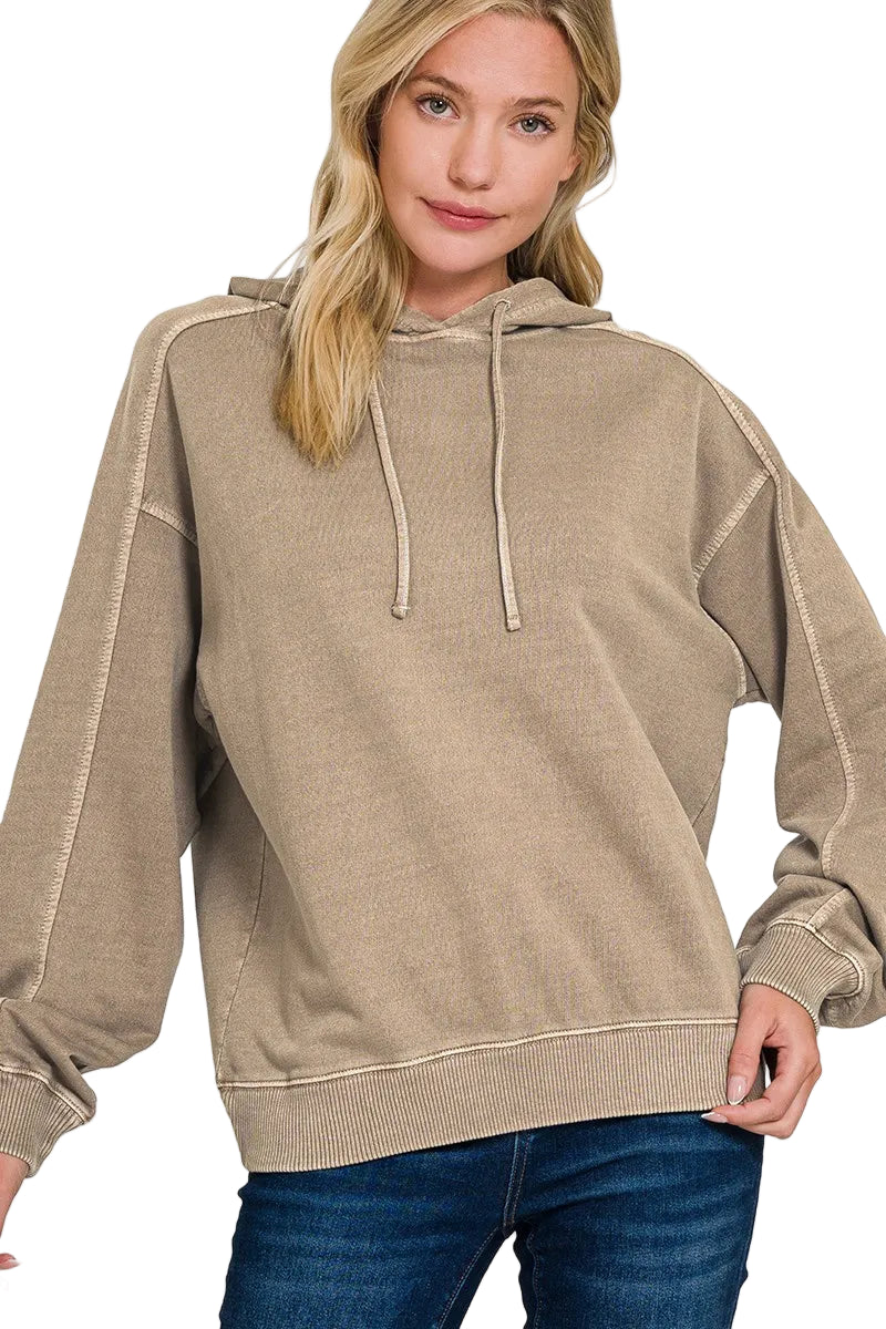 French Terry Pigment Dye & Enzyme Washing Hoodie