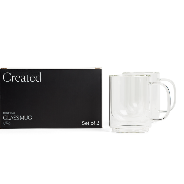 Cove 12oz Glass Mug - Set of 2 - Clear