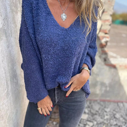 Full Size V-Neck Long Sleeve Sweater Plus Size