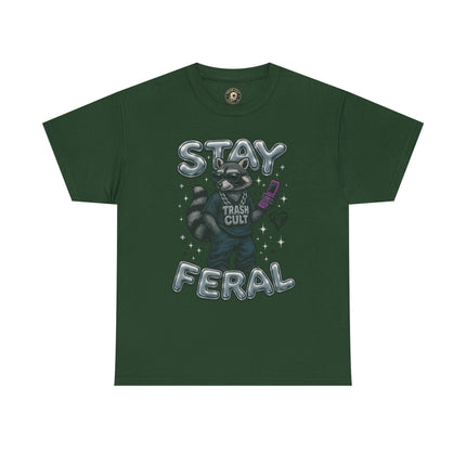 Stay Feral Chrome Raccoon Tee – Y2K Streetwear Trash Cult Shirt