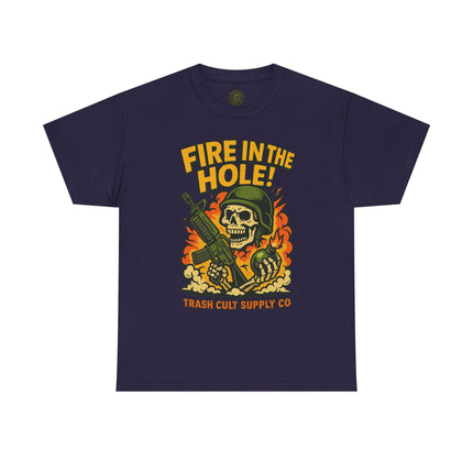 Fire in the Hole! Skeleton Soldier T-Shirt – Trash Cult Supply Co. | Gildan 5000 Combat Graphic Tee