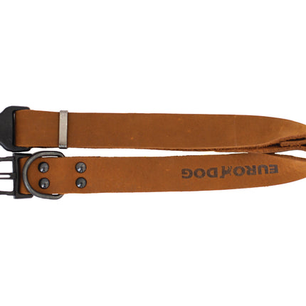 Sport Style Earth Brown Leather Dog Collar