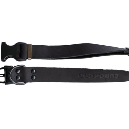 Sport Style Midnight Black Leather Dog Collar