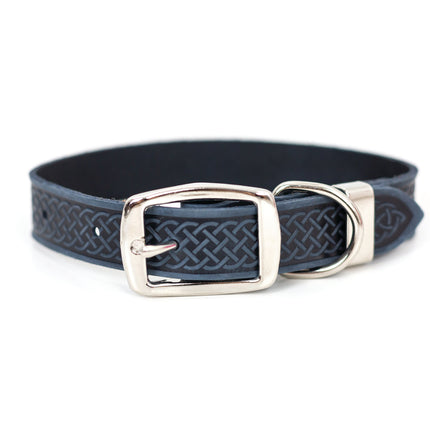 Z Celtic Style Leather Dog Collar