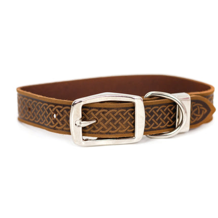 Z Celtic Style Leather Dog Collar