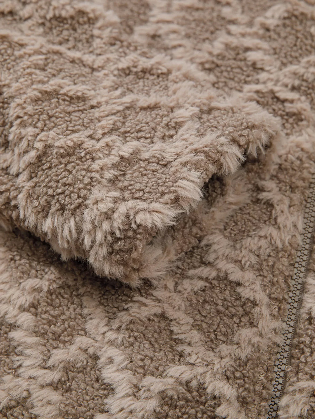 Sherpa Rhombus Zip Up Side Pocket Hooded Jacket