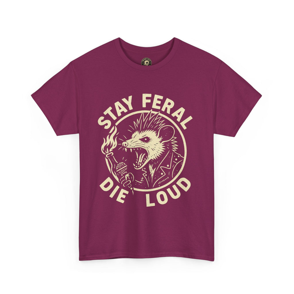 Stay Feral Die Loud Possum Punk Shirt – Trash Cult Supply Co – Gildan 5000 T-Shirt