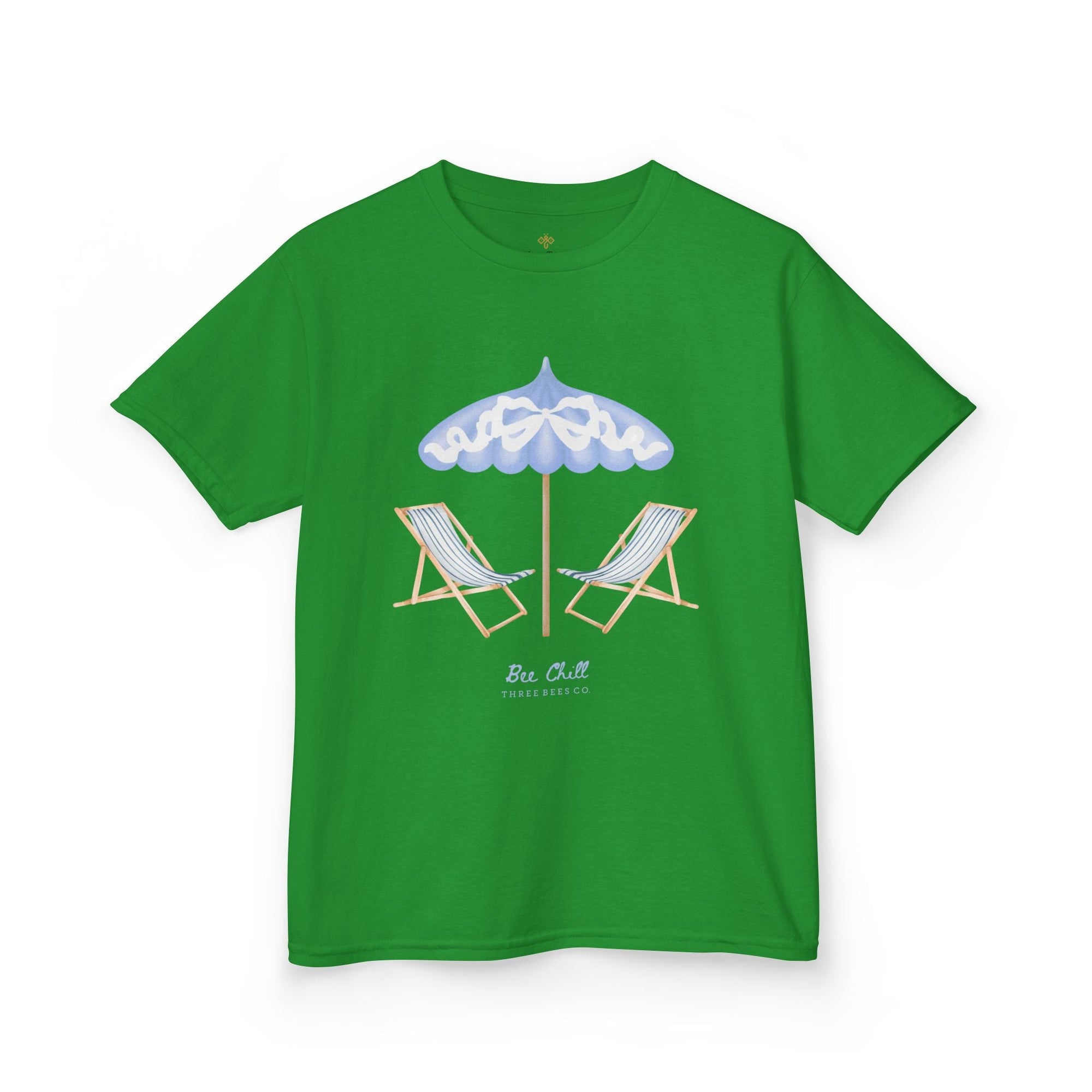 Be Chill Girls Beach Chairs and Umbrella Short Sleeve Youth Hive Tee