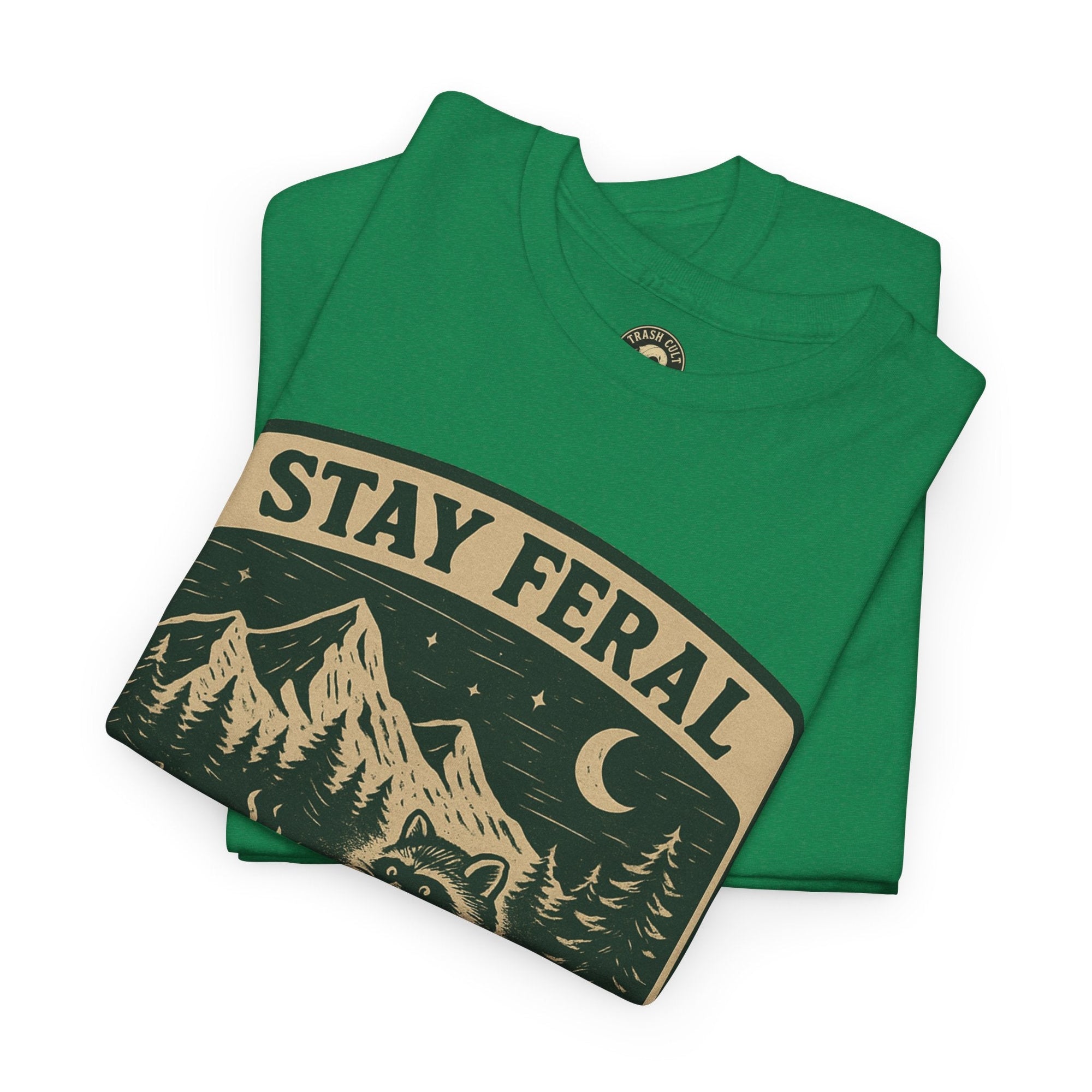 Stay Feral National Forest Shirt – Vintage Raccoon Camping Tee – Trash Cult Supply Co – Gildan 5000