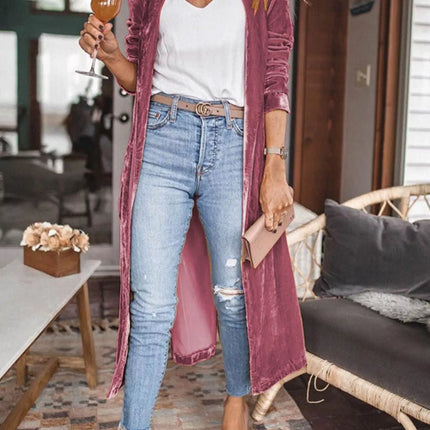 Open Front Long Sleeve Longline Cardigan