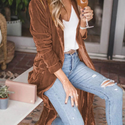 Open Front Long Sleeve Longline Cardigan