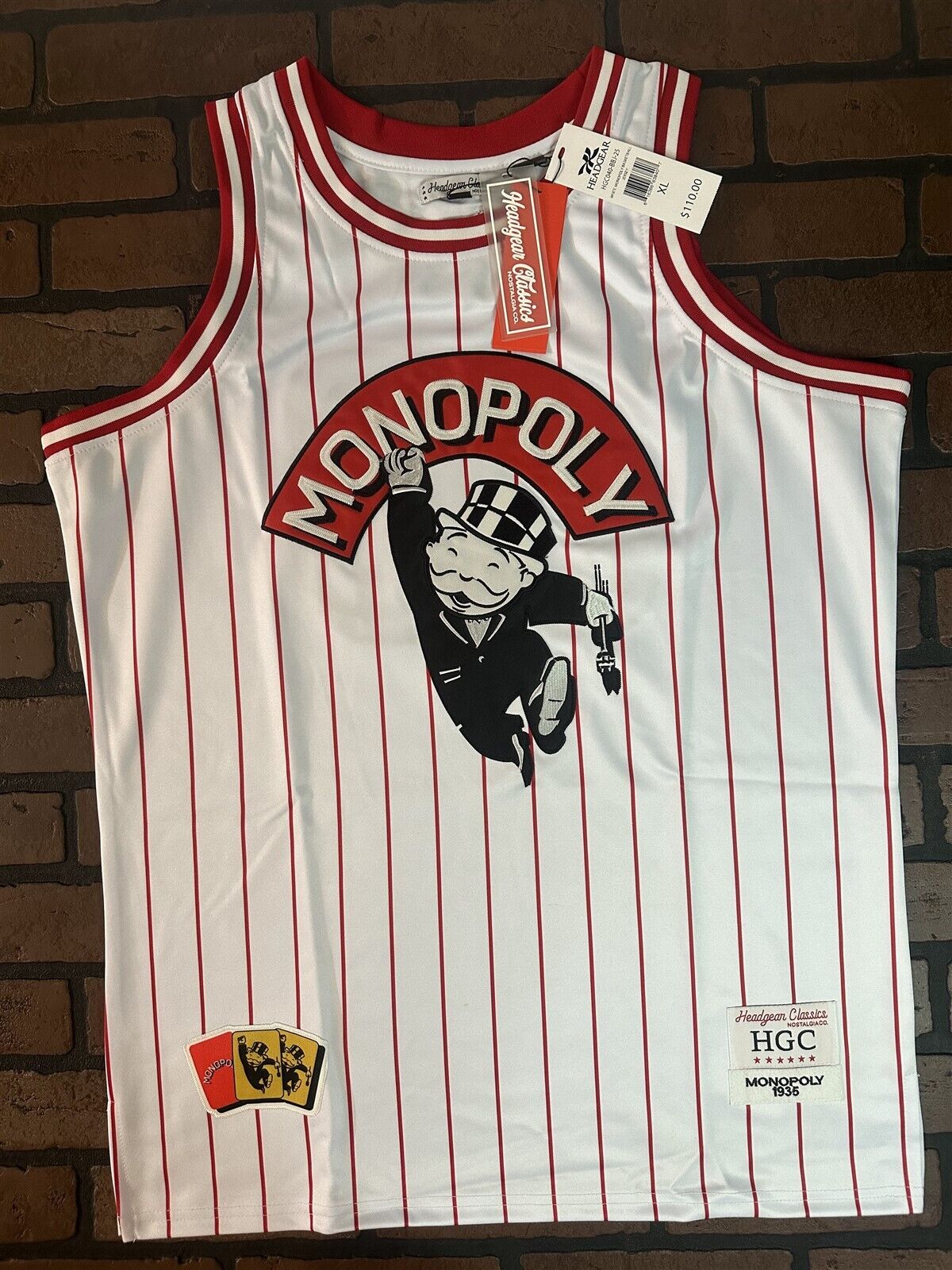 MONOPOLY White Headgear Classics Basketball Jersey ~Never Worn~ XL