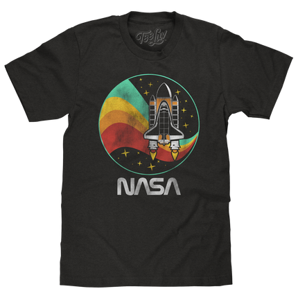 NASA Space Shuttle Worm Logo T-Shirt - Vintage Black