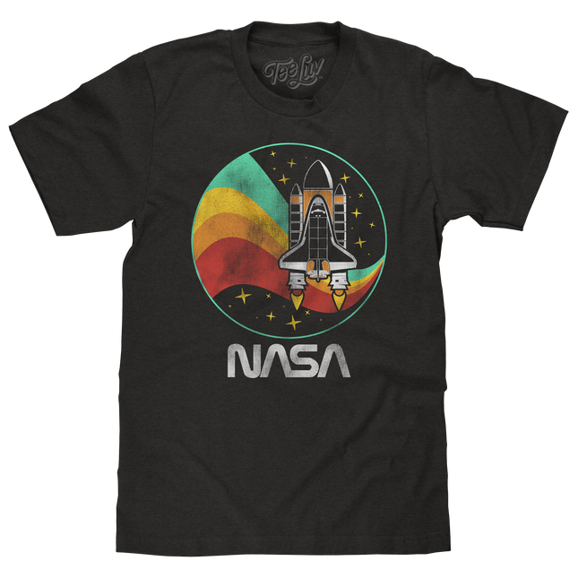 NASA Space Shuttle Worm Logo T-Shirt - Vintage Black