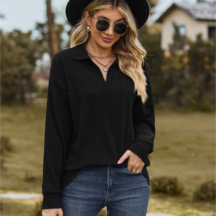 Hannah's Collared Cable-Knit Blouse