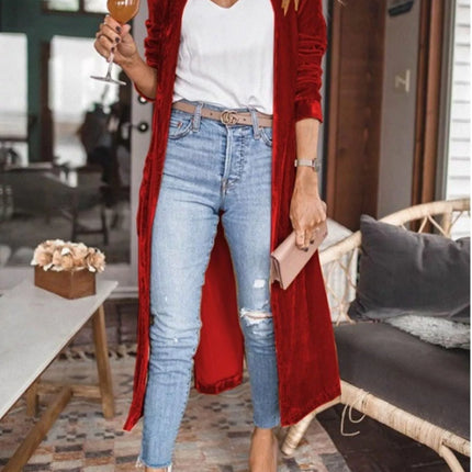 Open Front Long Sleeve Longline Cardigan