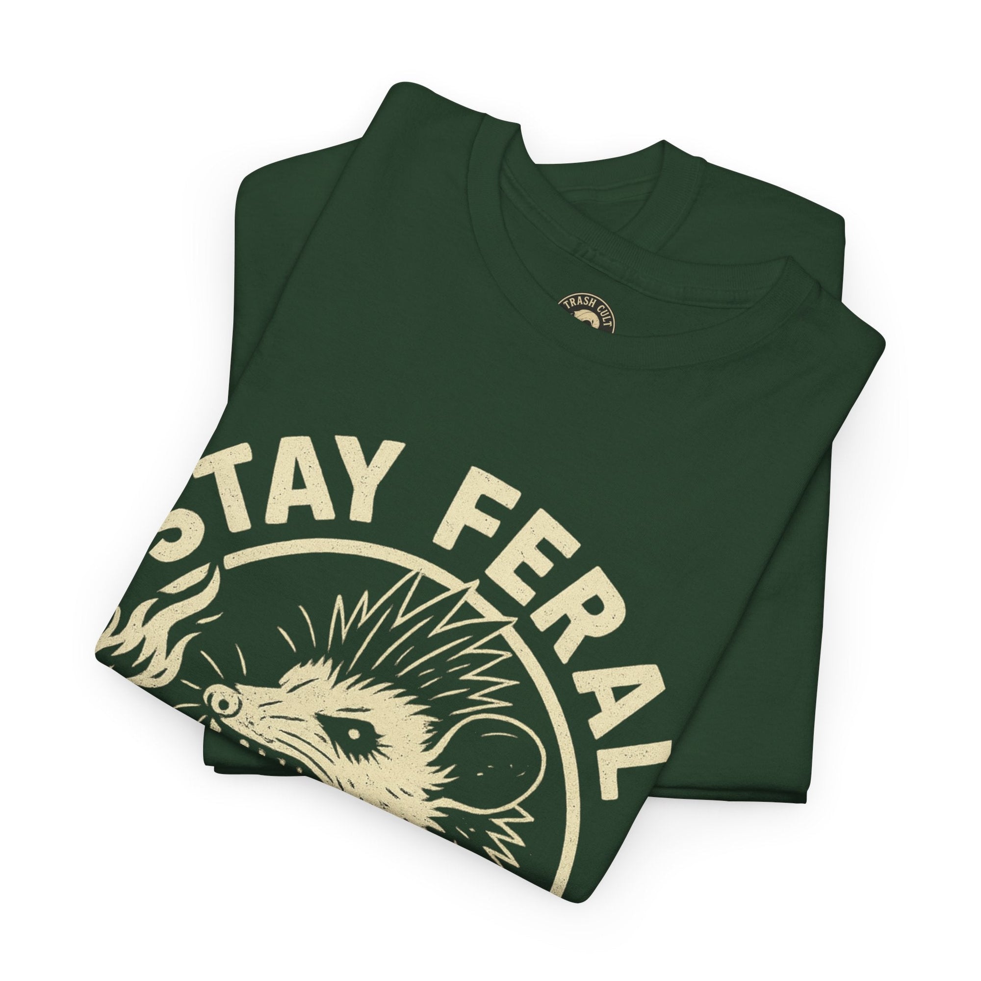 Stay Feral Die Loud Possum Punk Shirt – Trash Cult Supply Co – Gildan 5000 T-Shirt