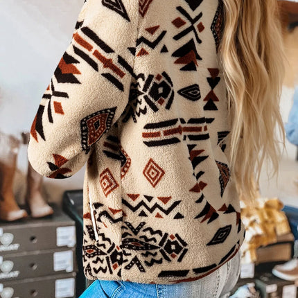 Western Aztec Half Zip Plush Sweatshirt