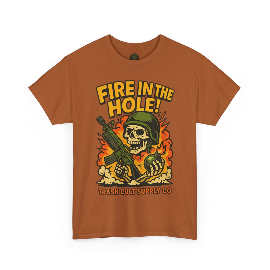 Fire in the Hole! Skeleton Soldier T-Shirt – Trash Cult Supply Co. | Gildan 5000 Combat Graphic Tee