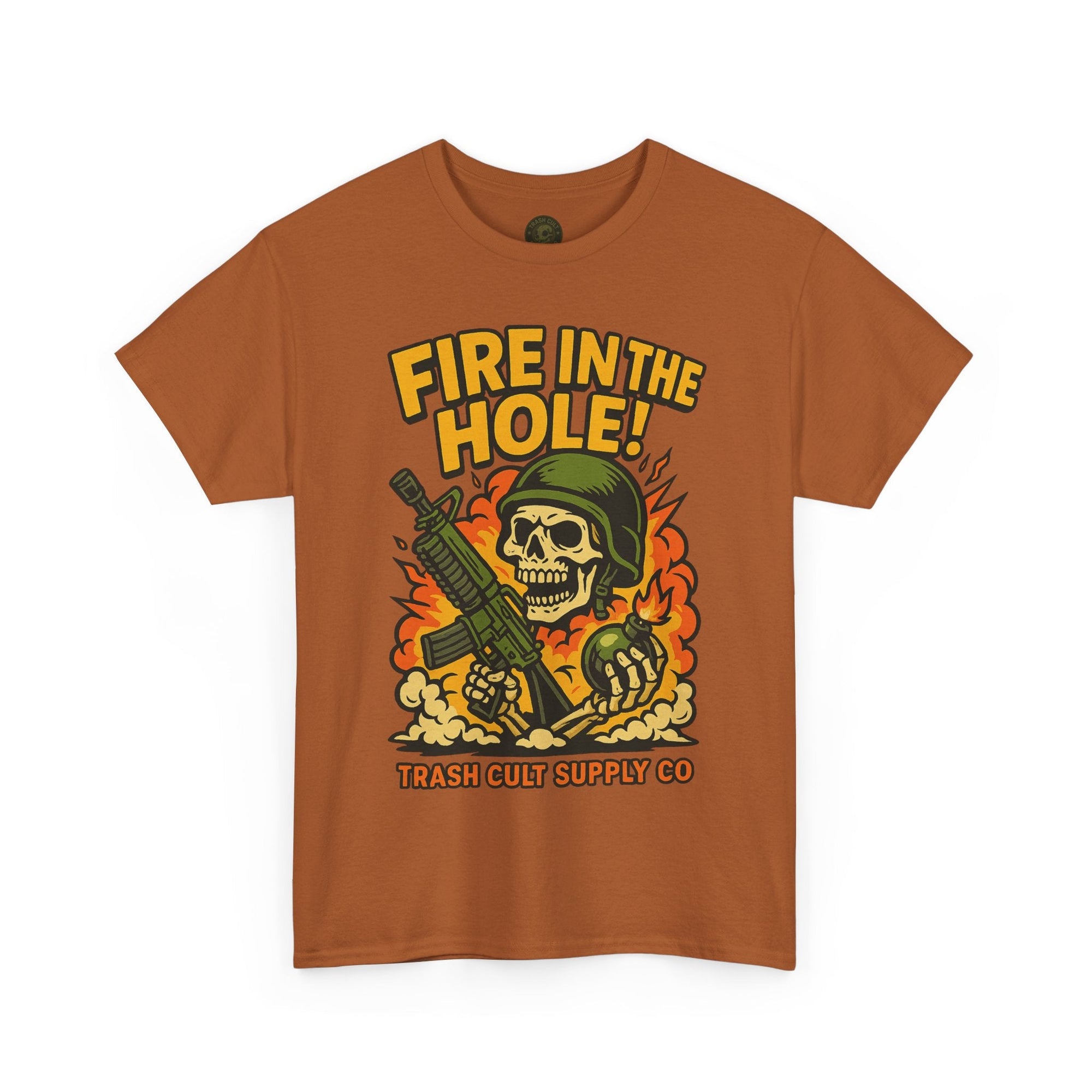 Fire in the Hole! Skeleton Soldier T-Shirt – Trash Cult Supply Co. | Gildan 5000 Combat Graphic Tee