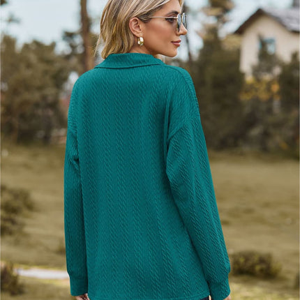 Hannah's Collared Cable-Knit Blouse