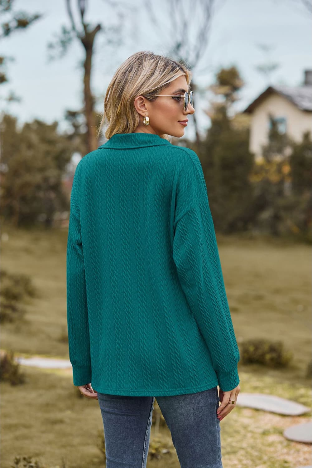 Hannah's Collared Cable-Knit Blouse