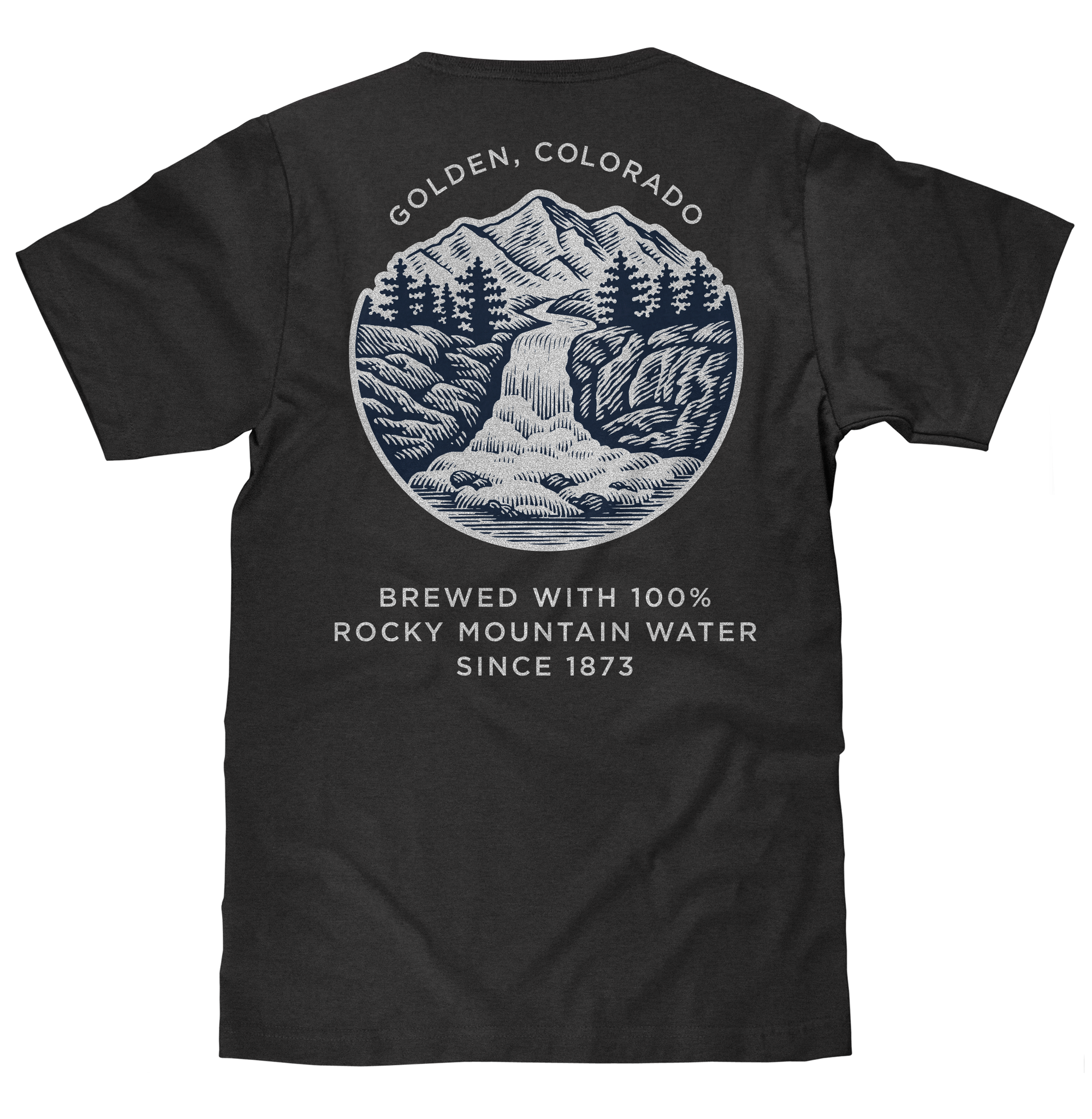 Made in the USA Coors Banquet Golden Colorado Front and Back Beer T-Shirt - Asphalt Gray