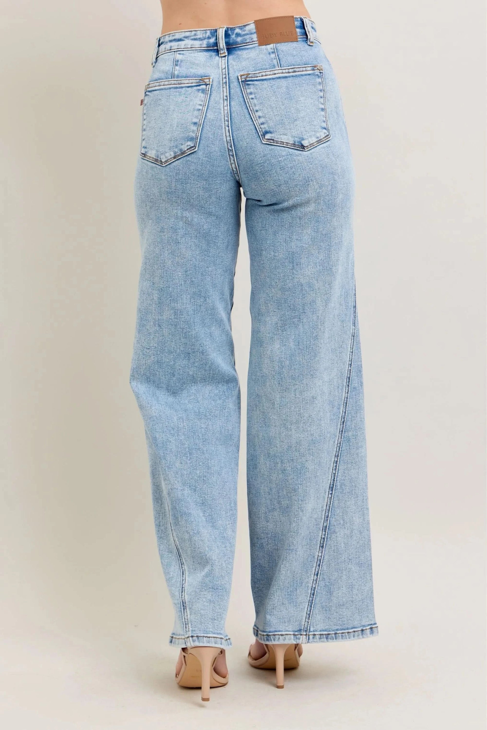 Judy Blue Full Size High Waist Wide Leg Jeans with Skewed Inseam