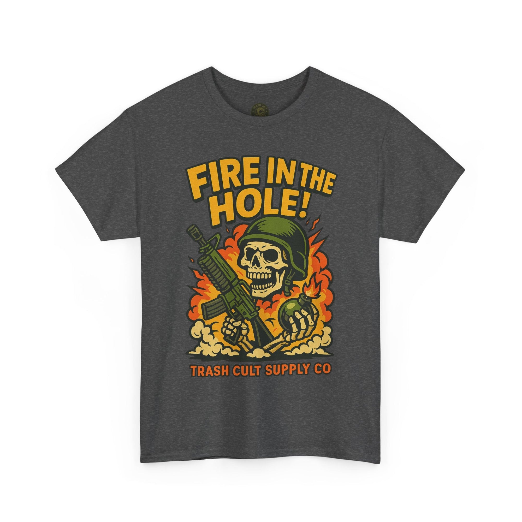 Fire in the Hole! Skeleton Soldier T-Shirt – Trash Cult Supply Co. | Gildan 5000 Combat Graphic Tee