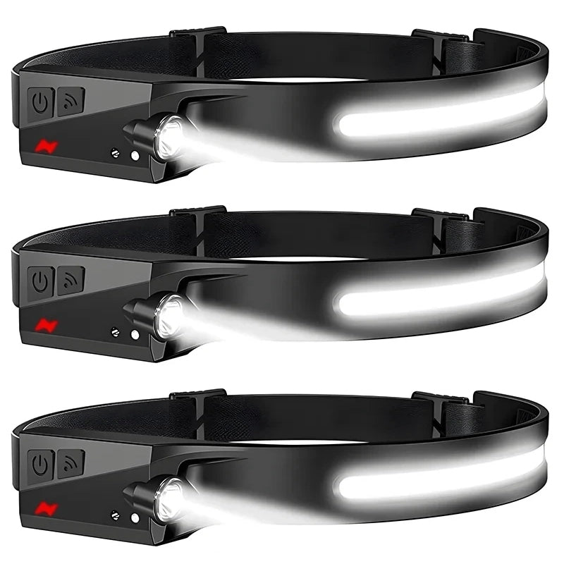 Headlamp USB Rechargeable LED  Waterproof, Motion Sensor Camping/Hiking Light