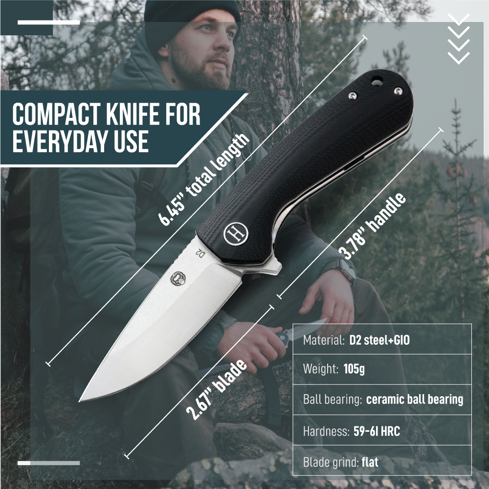 Holtzman's The Peasant Folding Pocket Knife Giftset for Men and Women (Silver and Black)