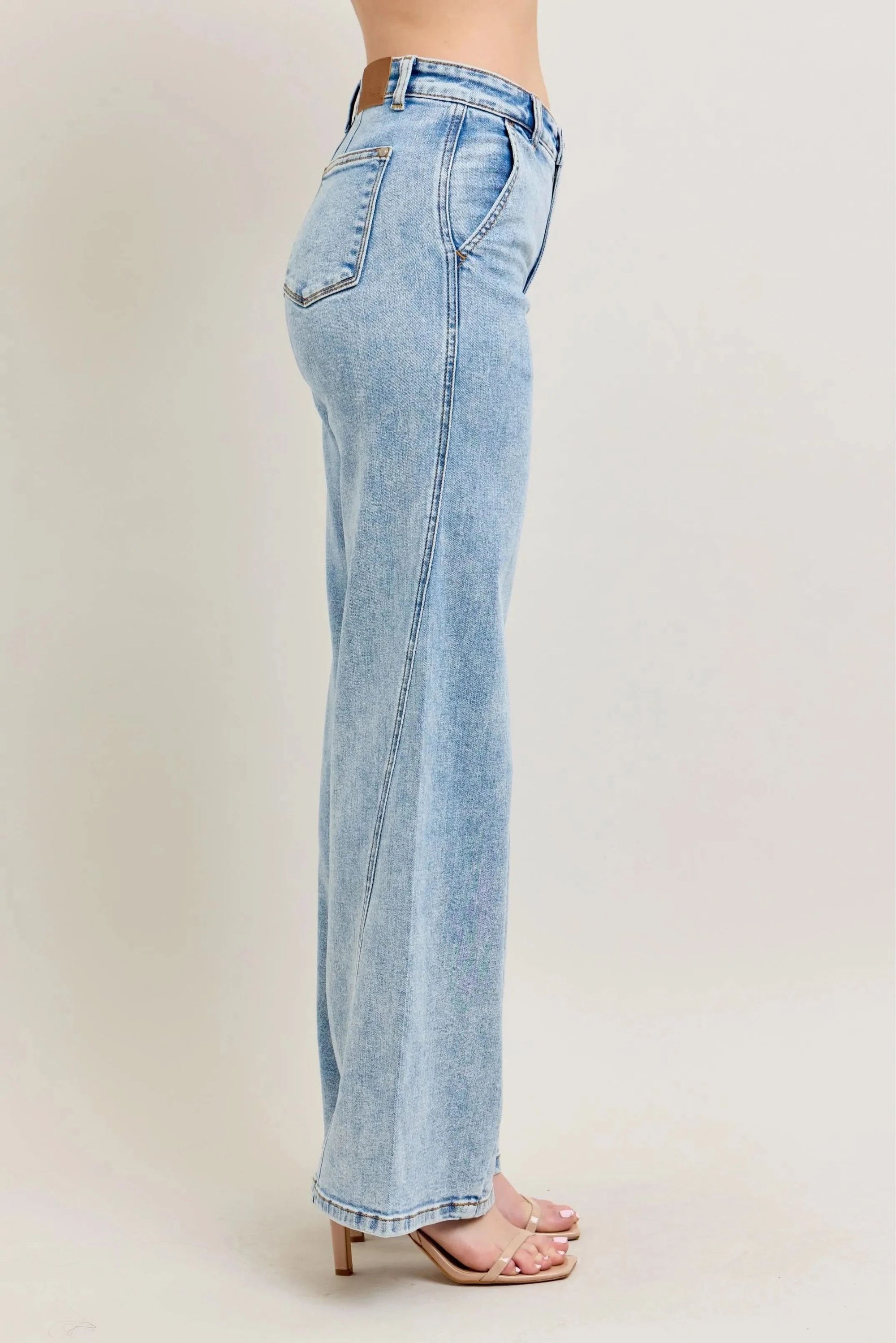 Judy Blue Full Size High Waist Wide Leg Jeans with Skewed Inseam