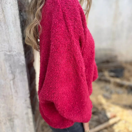 Full Size V-Neck Long Sleeve Sweater Plus Size