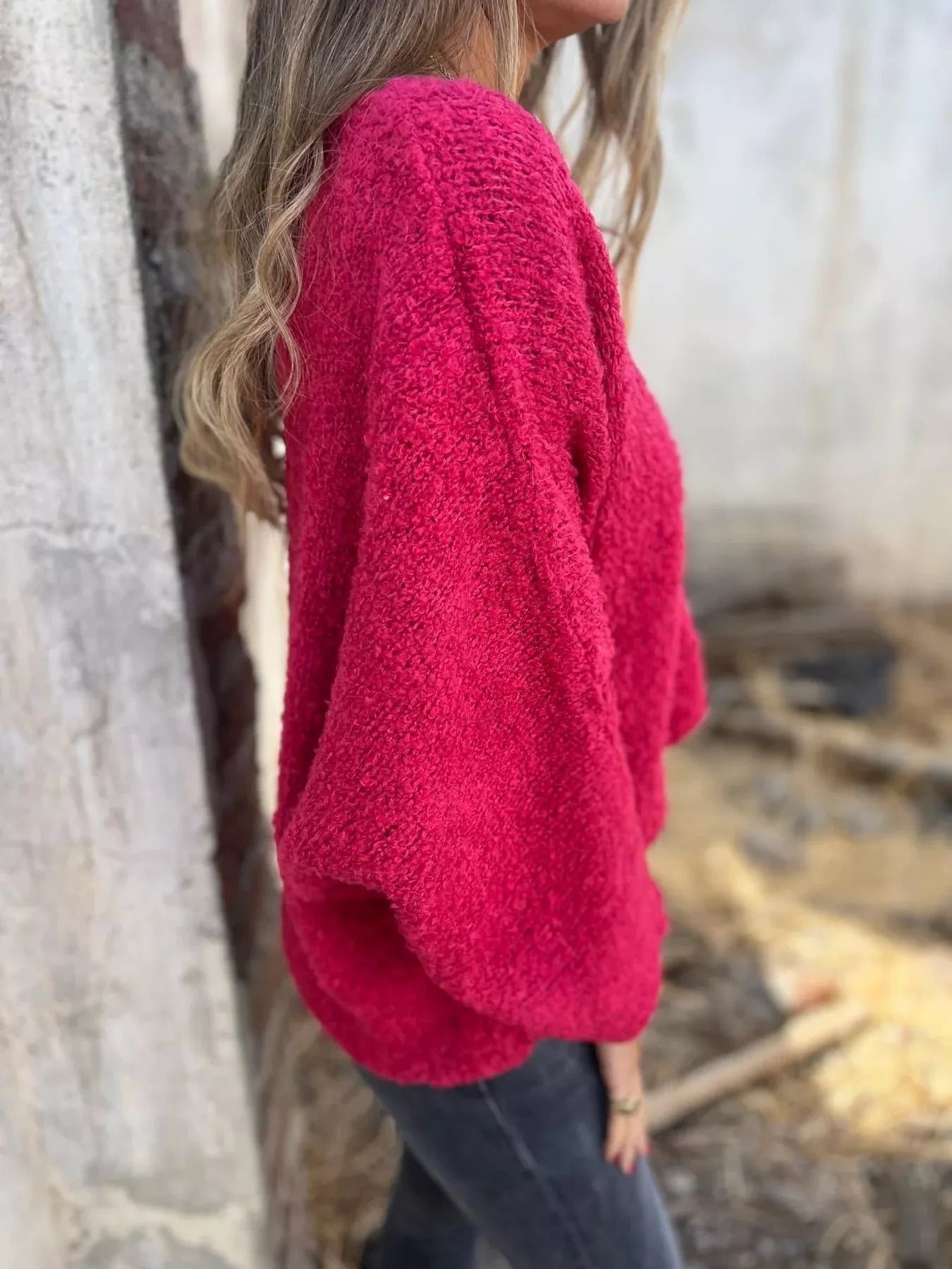 Full Size V-Neck Long Sleeve Sweater Plus Size