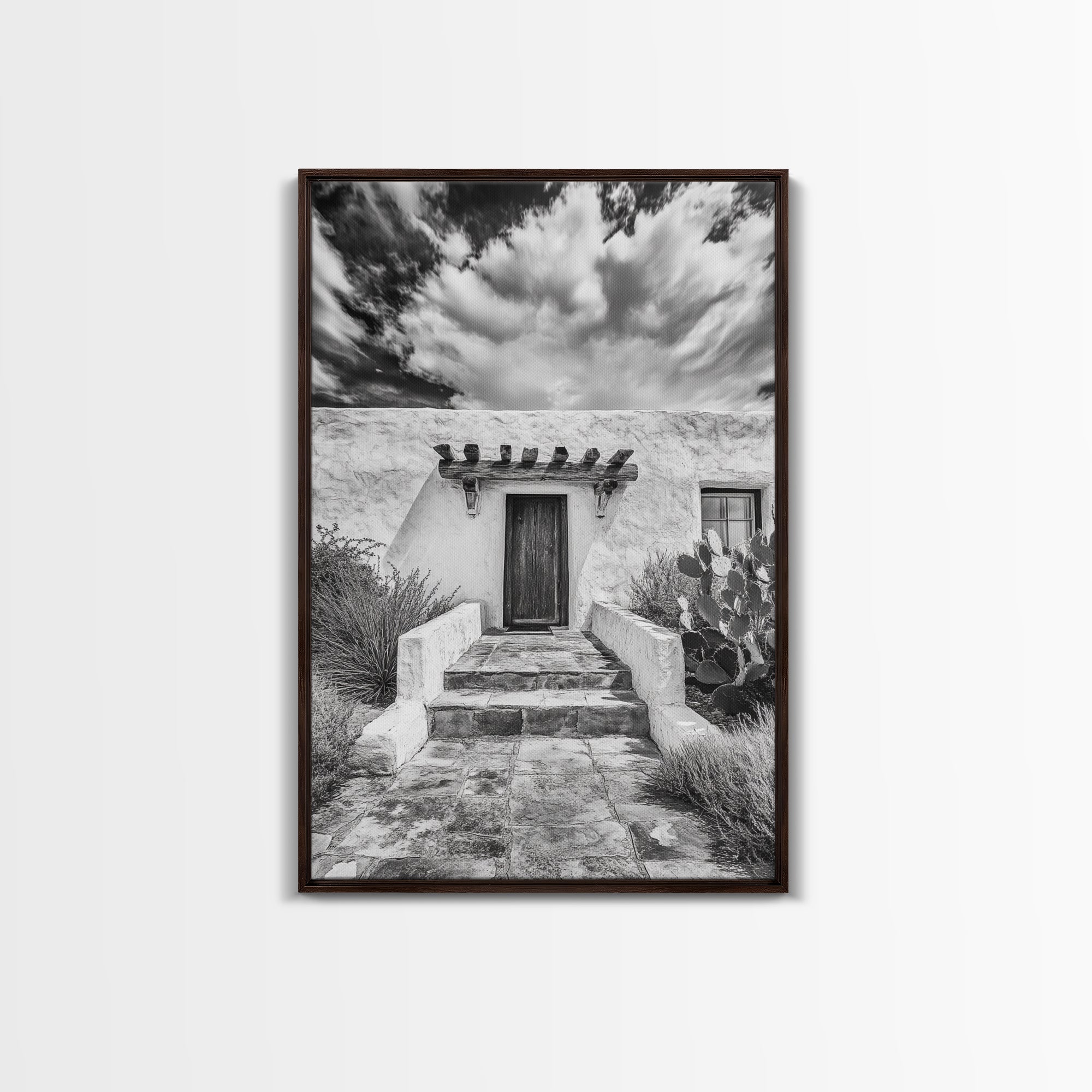 Desert Doorway, Rustic Adobe, Southwestern Style, Framed Canvas Print, Entryway Art, Neutral Wall Art, Minimalist Home Decor