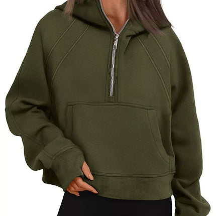Half Zip Raglan Sleeve Hoodie