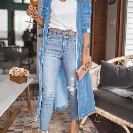 Open Front Long Sleeve Longline Cardigan