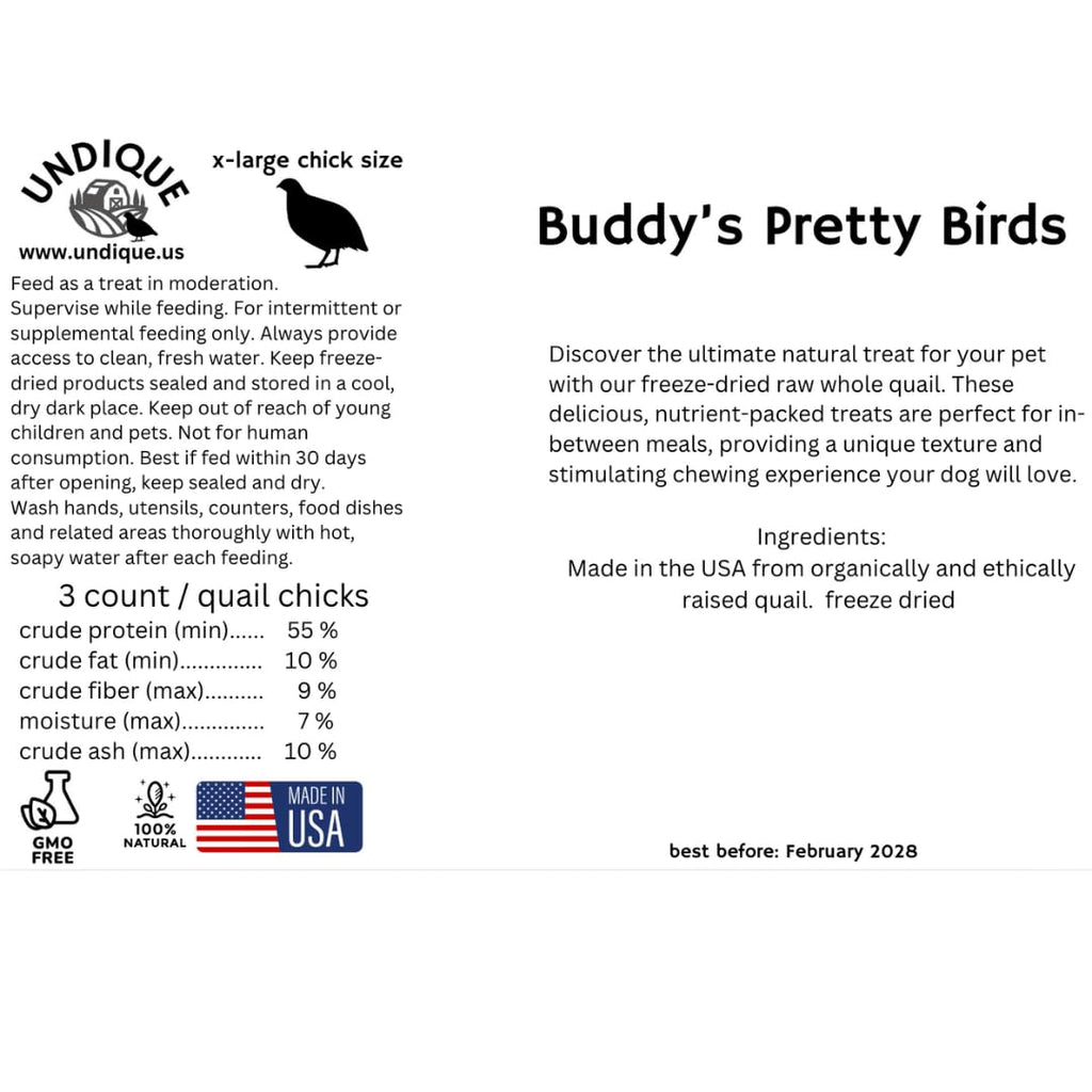 Buddy's Pretty Birds Whole Quail Chicks XL, 3 Count