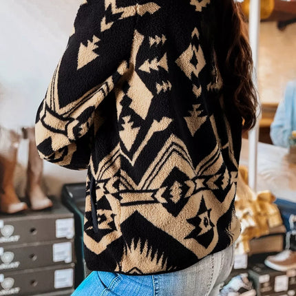 Western Aztec Half Zip Plush Sweatshirt