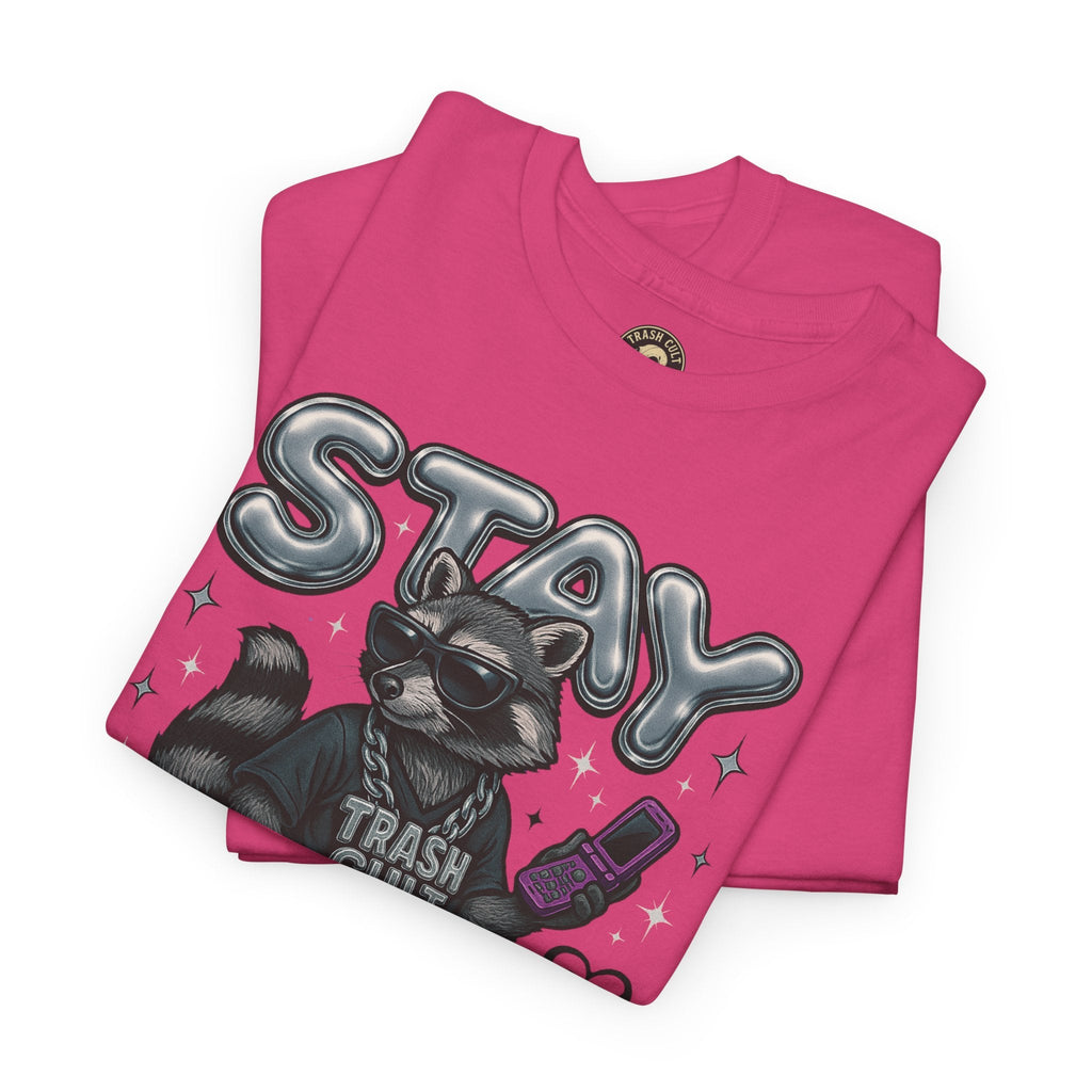 Stay Feral Chrome Raccoon Tee – Y2K Streetwear Trash Cult Shirt